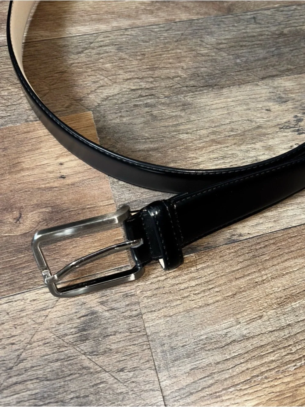 Stacey Adams Men's Black Leather Dress Belt with Polished Silver Buckle 48”